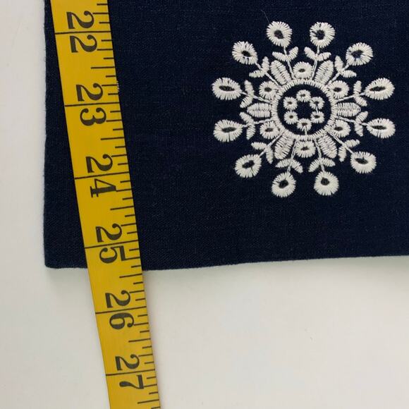 ZARA Pants Small‎ Linen Blend Culotte Embroidered Wide Leg Cropped Boho Trousers - Picture 15 of 15